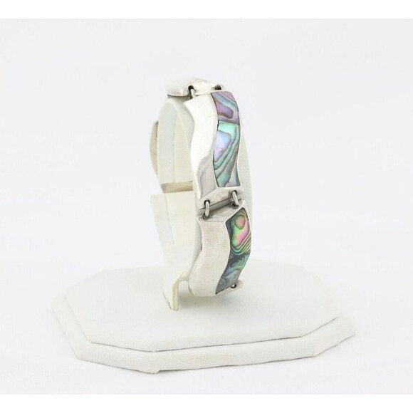 Sterling Silver Abalone Shell Bracelet 6 3/4 inch - Picture 4 of 9